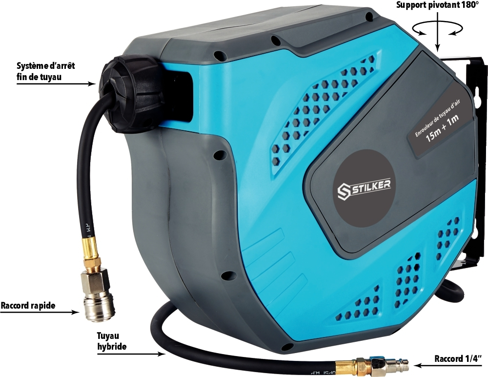 ENROULEUR PNEUMATIQUE ORIENTABLE 15M+1 1/4" 10 BARS