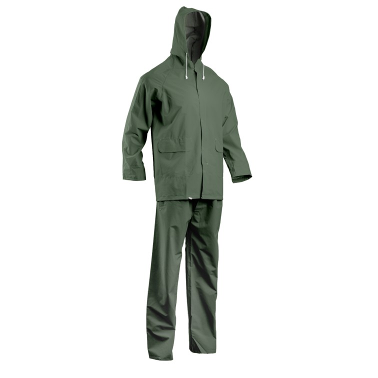 VESTE + PANTALON DE PLUIE PVC VERT XL