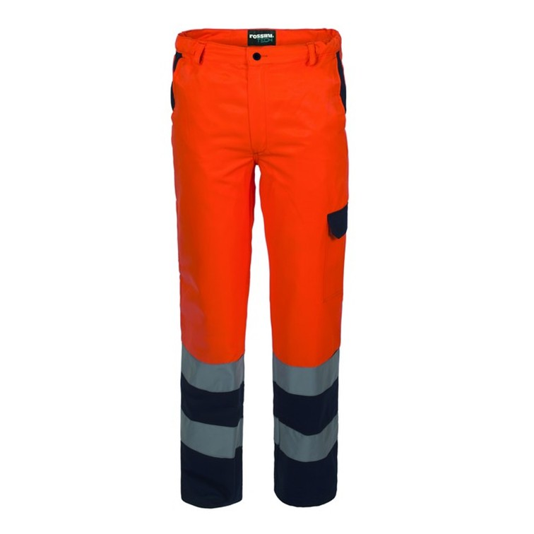 PANTALON HI-VIS BICOULEUR COLORIS ORANGE TAILLE L.